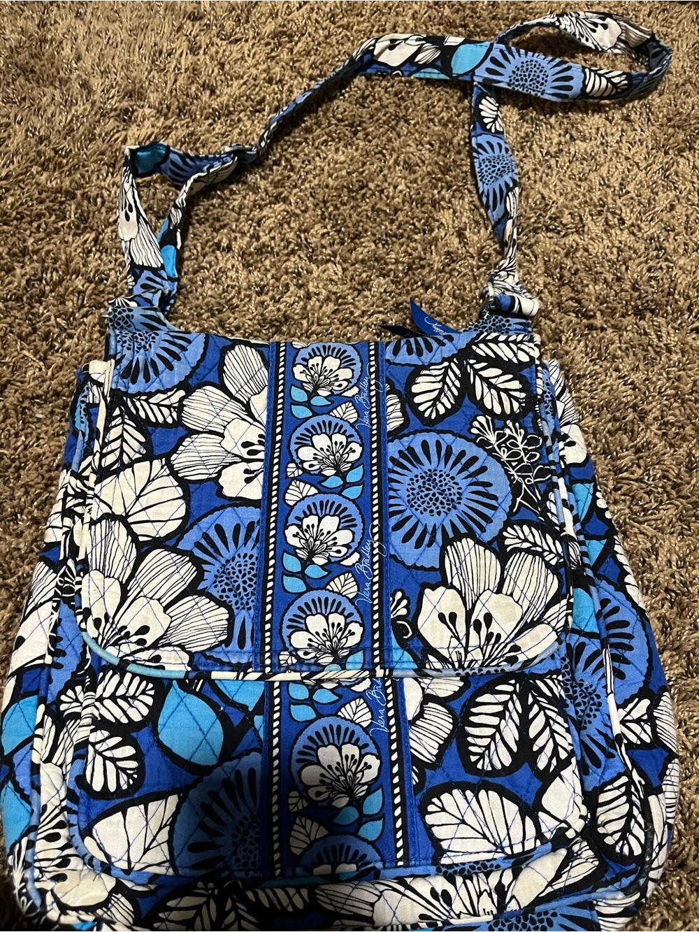 Vera Bradley Blue White Floral Crossbody Bag